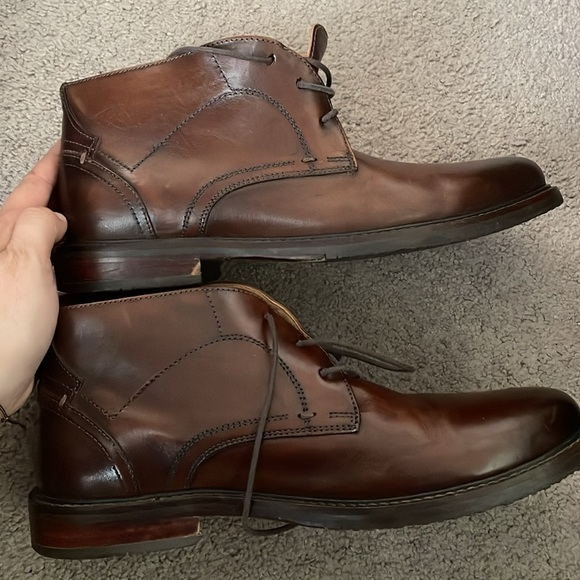Johnston & Murphy Men’s Signature Series Plain-Toe boots stitched brown leather - Picture 1 of 12